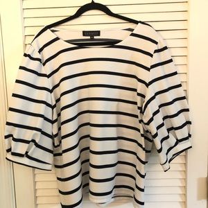 ELOQUII Stripped Top with Puffed Sleeve size24